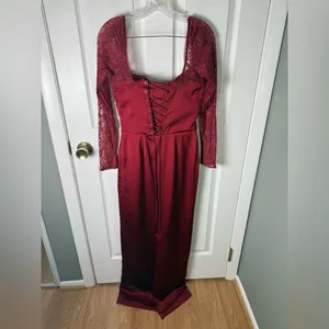 House of CB PERDI Berry Satin Maxi Dress With Corset M PLUS CUP thumbnail 12