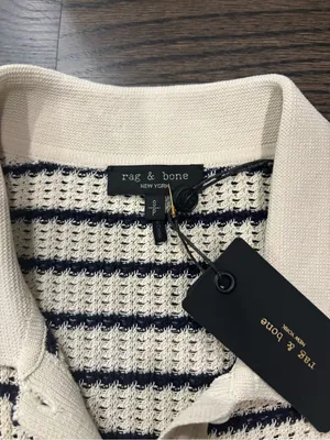 Rag & Bone Viola stripe polo in turtledove thumbnail 3