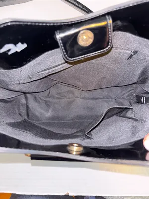 Black Patent Leather Shoulder Bag Has Gold Toned Handles Too!Very Good Condition thumbnail 9