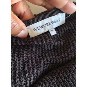 WeWoreWhat‎ Black Open Knit Crochet Midi Skirt Cover Up XL Tassel Drawstring thumbnail 4