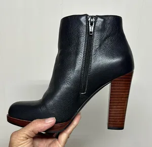 Gianni Bini Black and Brown Leather Ankle Booties thumbnail 7
