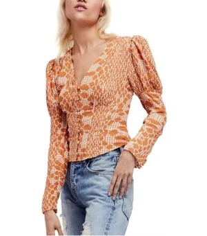 Free People Sweet on You Top Boho Twee CottageCore Country Sexy Size M thumbnail 1