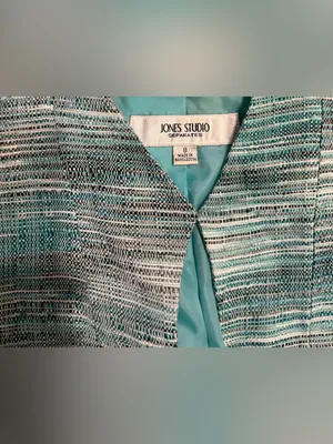Jones studioTeal‎ and Cream Textured Bouclé Blazer Blue Size 8 thumbnail 2
