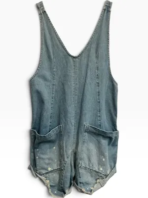 NWT Free People High Roller Denim Shortalls Size XS Bright Eyes Blue Overalls thumbnail 4