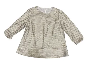 Boden 14 gold sequin 1/2 sleeve top formal blouse lined striped TB 3264 thumbnail 1