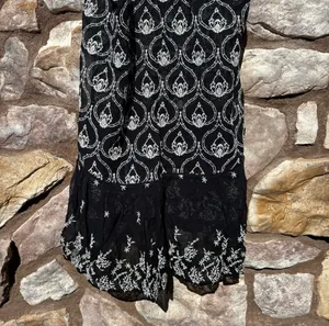 By Anthropologie Sheer Embroidered Mini Dress Black White Size Medium thumbnail 6