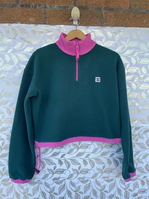 Lucy & Yak Blair Fleece Pullover Green Pink S Gorpcore Retro 90s Quarter Zip thumbnail 5