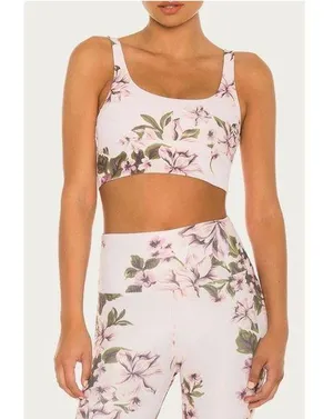 Beach Riot Leah Sports Bra Pink Floral Small thumbnail 1