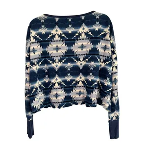 Denim & Supply Ralph Lauren Southwestern Geometric Print Cropped Top Blue M thumbnail 3