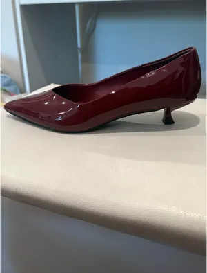 & Other Stories Burgundy Patent Leather Kitten Heels thumbnail 2