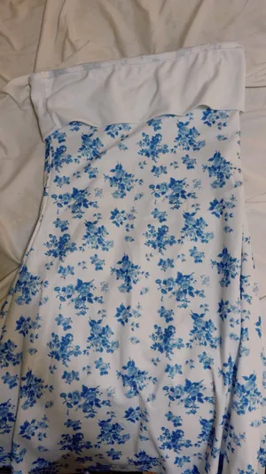 Blue white floral mini dress thumbnail 1