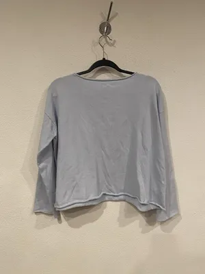 Aerie Shirt Womens S Blue Cropped Boat Neck Long Sleeve Tee Top thumbnail 4