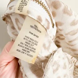 Calvin Klein White Tan leopard Animal Print Lightweight Flowy Pants sz XL thumbnail 10