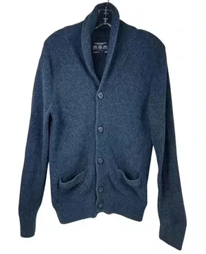 American Eagle Men's Shawl Collar Cardigan Sweater Blue‎ Size M thumbnail 1