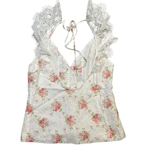 🌸 Nightcap‎ White Floral Lace Cotton Top M Cottagecore Romantic Blouse 🌸 thumbnail 2