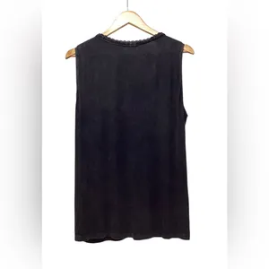 White birch Black Acid Wash Lace And Ruffle sleeveless Blouse Size Medium thumbnail 5