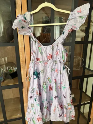Hill House Lucia mini dress sea creatures lilac lavender coastal print ruffles thumbnail 5