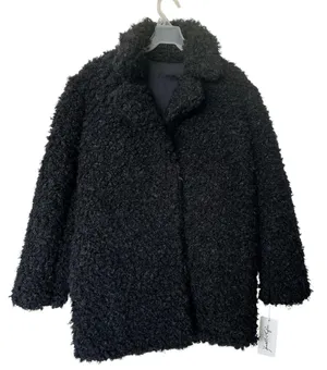NWT Kendall + Kylie Coat Sz M Shaggy Faux Fur Reversible Mid-Length Notch Collar thumbnail 1