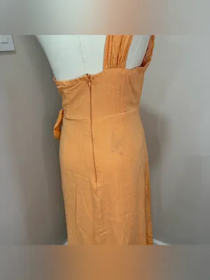 Hello Molly HOLDING ON MIDI DRESS ORANGE linen dress M here‎ comes the sun thumbnail 4