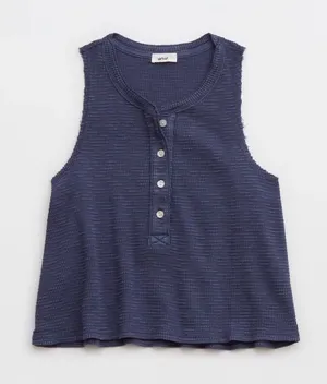 Aerie Sunspun Waffle Cropped Tank Top thumbnail 1