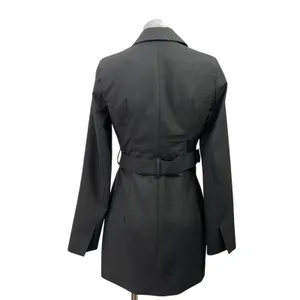 Zara Women's Black Long Sleeve Belted Notch Lapel Blazer Coat Mini Dress Size XS thumbnail 3