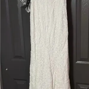 Adrianna Papell V-Neck Long Bridal Dress NWT Size 2 Coquette Bow Lace thumbnail 5