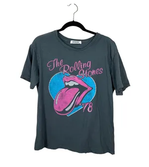 Daydreamer Free People Rolling Stones Grey 78 Ticket Boyfriend Band Tee Medium thumbnail 1