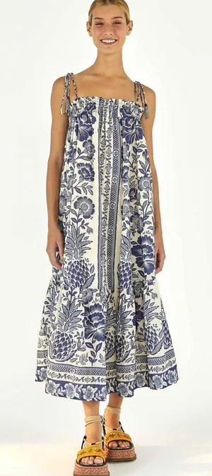 Farm Rio Blue Pineapple Garden Maxi Dress thumbnail 1