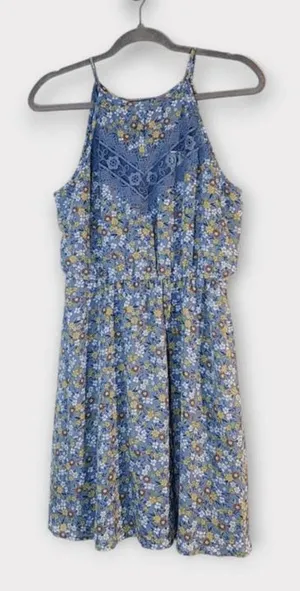 Francesca's Miami Blue Floral Mini Dress NWT Size Medium Wedding Guest Dress thumbnail 1