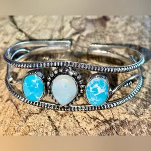 Caribbean Larimar & Howlite Accent Cuff thumbnail 6