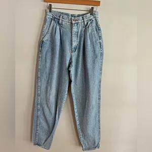 Vintage Bill Blass Pleated High Rise Tapered Mom Jeans Light Wash 80s 90s XS-S thumbnail 14