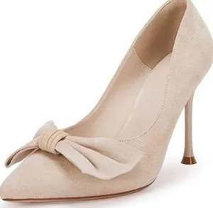 COUTGO NIB Womens Pumps Pointed Toe Bowknot Slip On Color: Light Tan / Size:7.5 thumbnail 1
