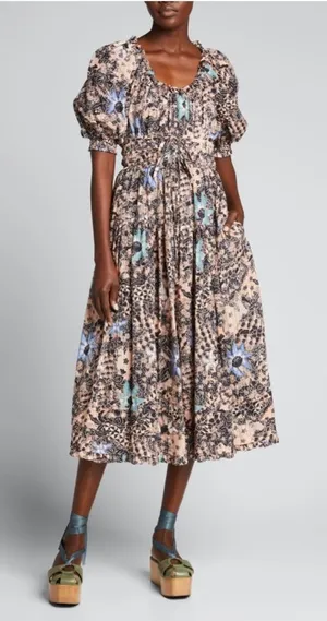 Ulla Johnson‎ Indah Floral-Print Puff-Sleeve Midi Dress thumbnail 1