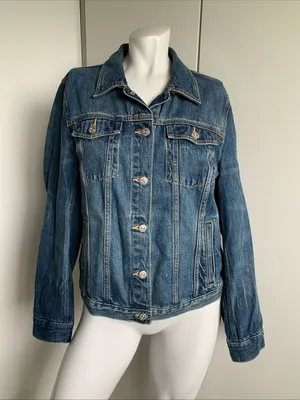 Banana Republic women’s Large blue denim snap-up jean jacket thumbnail 1