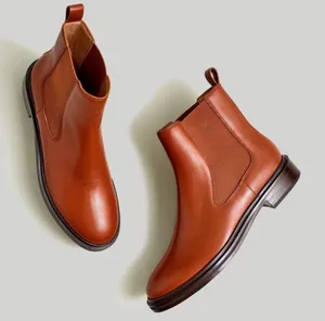Madewell The Benning Chelsea Brown Leather Boots thumbnail 1