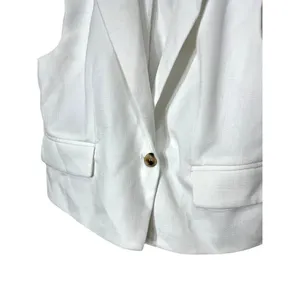 Commense White Sleeveless‎ Vest Blazer Size L thumbnail 3
