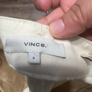 Vince Cropped Wide Leg Pleated Pants Cream Linen Blend Culotte Minimalist Size 6 thumbnail 5
