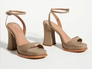 NEW Anthropologie Vicenza Strappy Platform Heels in Olive Green size 6 women’s thumbnail 1