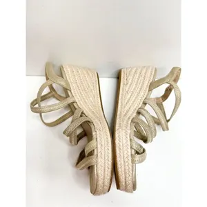 Pelle Moda Gold Metallic Strappy Espadrille Wedge Summer Sandals‎ 6.5M thumbnail 7