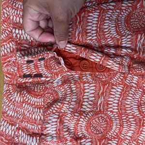 Free People Women's Linen Blend Orange Printed‎ Ankle Boho Summer Pants Size 6 thumbnail 3