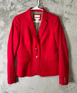 J.Crew Schoolboy Red Wool Blend Blazer Gold Button Preppy Academia Career 2 Tall thumbnail 1