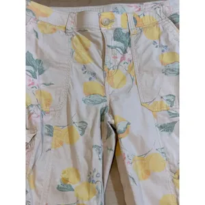 Chico's So Slimming Lemon Print Crop Cargo Pants 4 S Women Fruit Floral Casual thumbnail 6