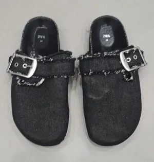 Zara Woman's Black Denim Slip-On Sandals With Buckle Size 7.5US/ 38 thumbnail 1