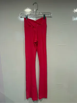 Aerie Offline Real Me High Waisted Crossover Flare Yoga Pants Pink XS thumbnail 4