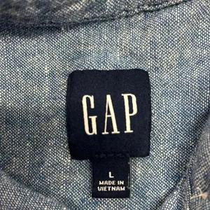 GAP Womens Blue Linen Blend Chambray Style Long Sleeve Button Down Shirt Large thumbnail 3