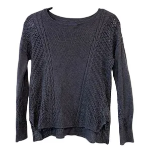 American Eagle Gray Knit Sweater XS Open Knit‎ Lightweight Pullover Cozy thumbnail 1