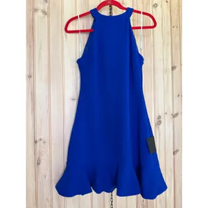 NWT Lulus All About Dancing Royal Blue Halter Ruffled Mini Dress Party Size M thumbnail 2