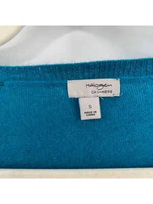 Halogen Teal 100% Cashmere V-Neck Sweater Long Sleeve Size Small thumbnail 8