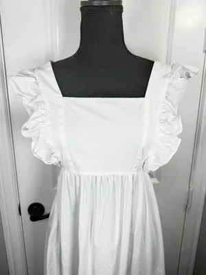 Scoop White Ruffle Strap Tiered Tie-Back Midi Dress, Size M (8-10) thumbnail 3