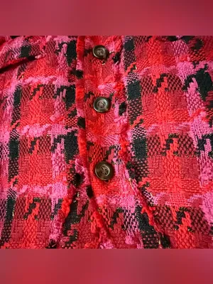 NWT Ann Taylor Womens Blazer Red Pink Tweed Houndstooth Size 4 thumbnail 7